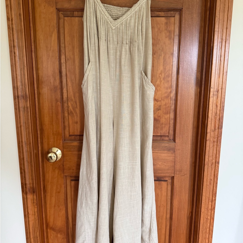 Free People Wide Leg Linen Jumpsuit